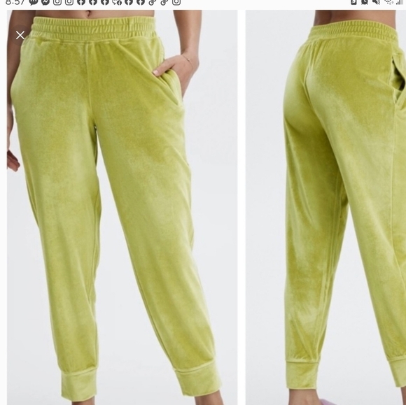 Fabletics Luxe Velour Joggers Women's Size 1X In Lime Green - Picture 1 of 13